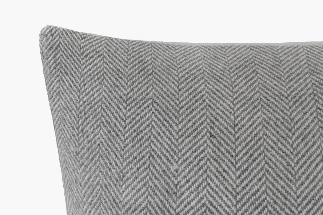 Wool Herringbone Pillow - Grey | Solid Sand