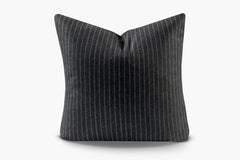 Wool Pinstripe Pillow - Black | Carbon