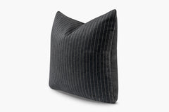 Wool Pinstripe Pillow - Black | Carbon