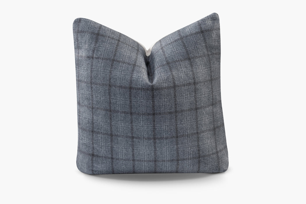 Wool Plaid Pillow - Grey | Solid Sand
