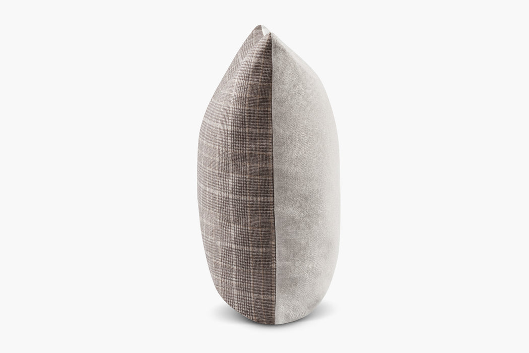 Wool Small Plaid Pillow - Cream / Grey | Solid Sand