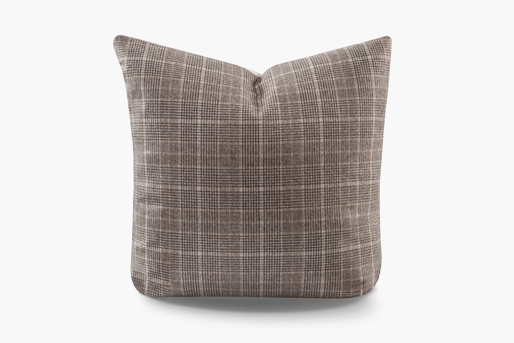 Wool Small Plaid Pillow - Cream / Grey | Solid Sand