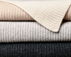 Ribbed Cashmere Throw - Grey
