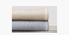 Double Sided Cashmere Throw - Grey / Ivory