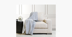 Double Sided Cashmere Throw - Grey / Ivory