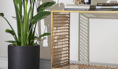 Lennox Woven Brass Console Table