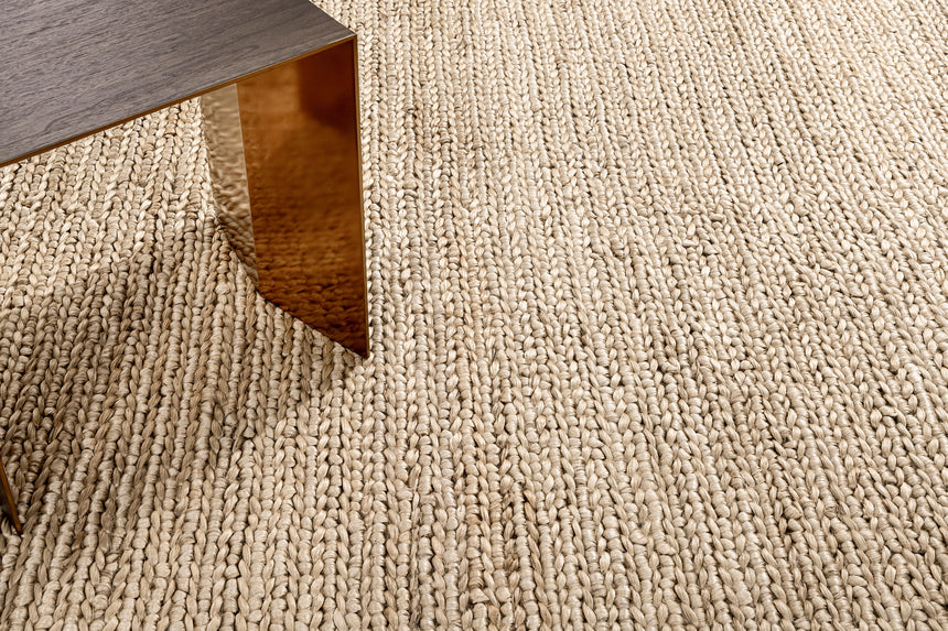 Chunky Hand-Braided Jute Rug – Linen