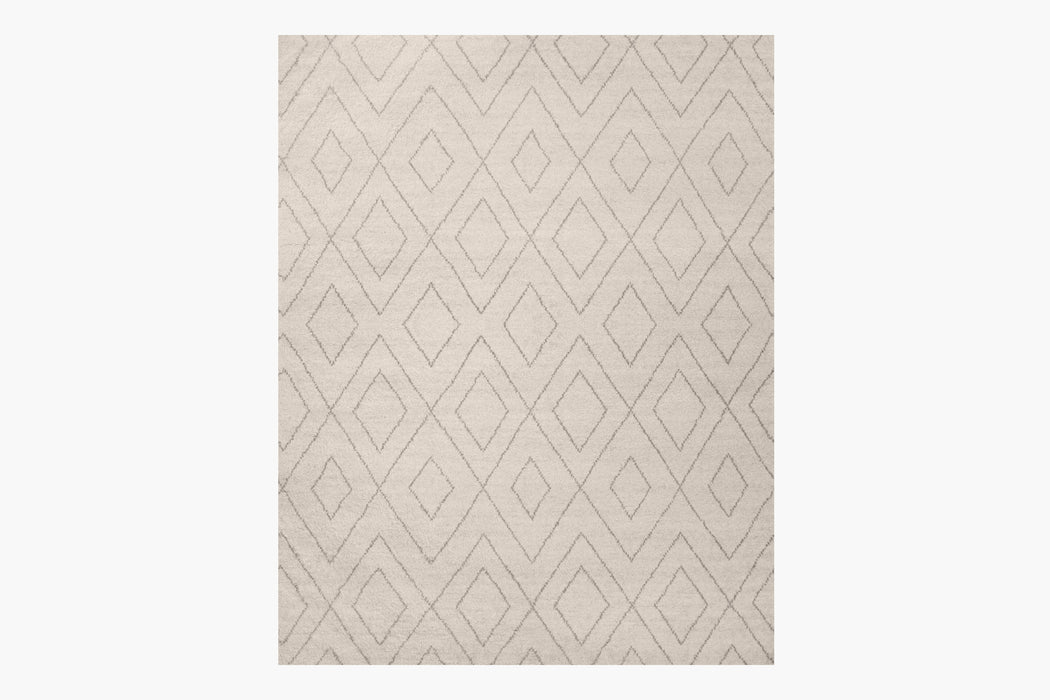 Performance Double Diamond Moroccan Rug – Ivory / Fog