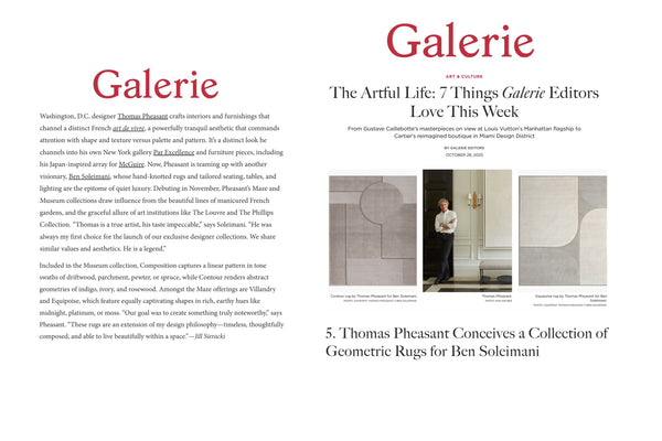 As featured in Galerie Magazine—Thomas Pheasant x Ben Soleimani
