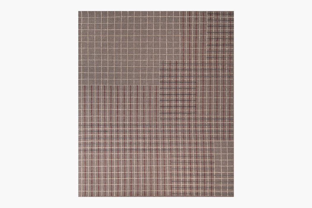 Variegated Grid Rug – Light Sand / Claret