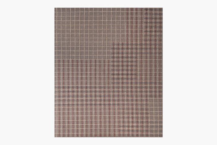 Variegated Grid Rug – Light Sand / Claret