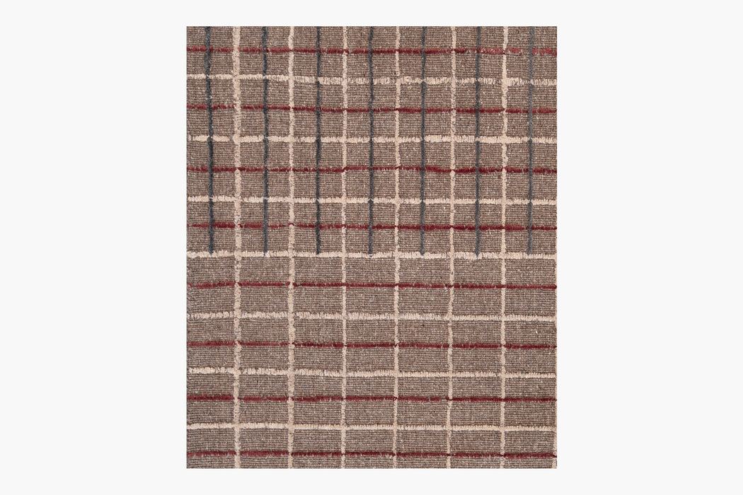 Variegated Grid Rug – Light Sand / Claret