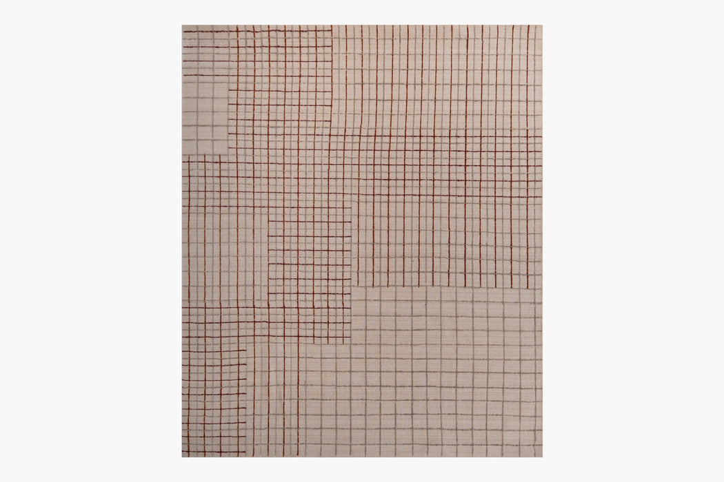 Variegated Grid Rug – Oatmeal / Claret