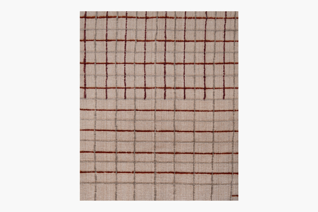 Variegated Grid Rug – Oatmeal / Claret