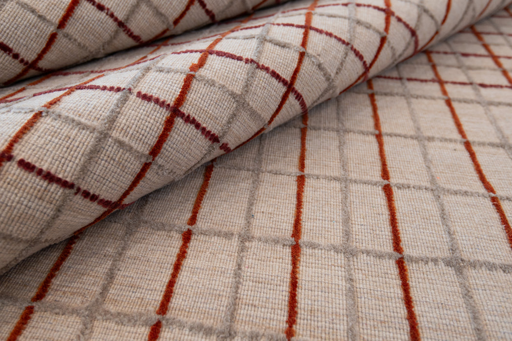 Variegated Grid Rug – Oatmeal / Claret