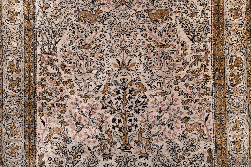 AR31546, Ghom Silk Rug, Central Persia, 3'7" X 5'4"
