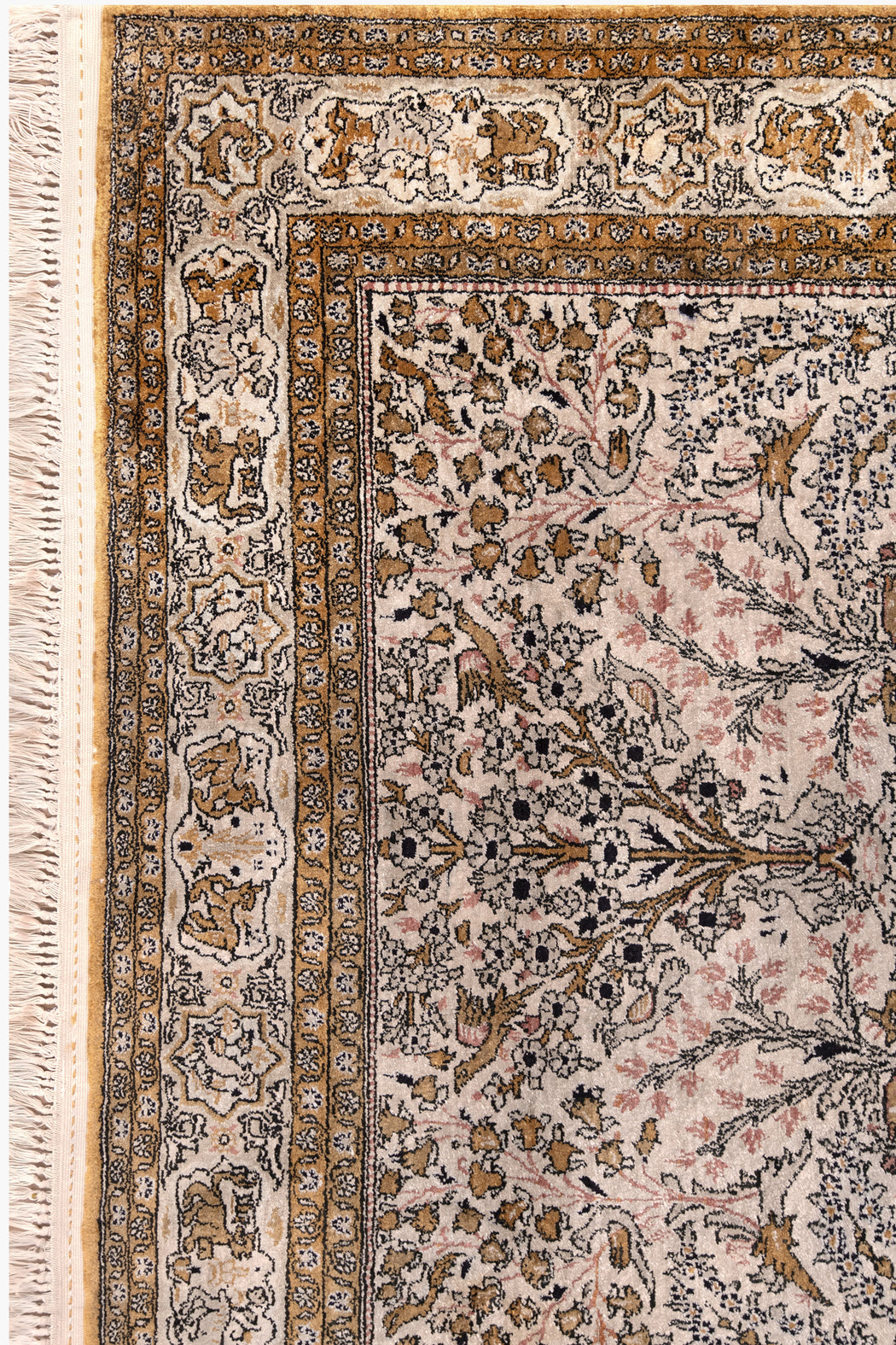 AR31546, Ghom Silk Rug, Central Persia, 3'7" X 5'4"