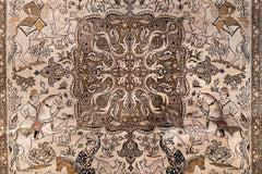 AR31543, Ghom Silk Rug, Central Persia, 3'4" X 7'1"