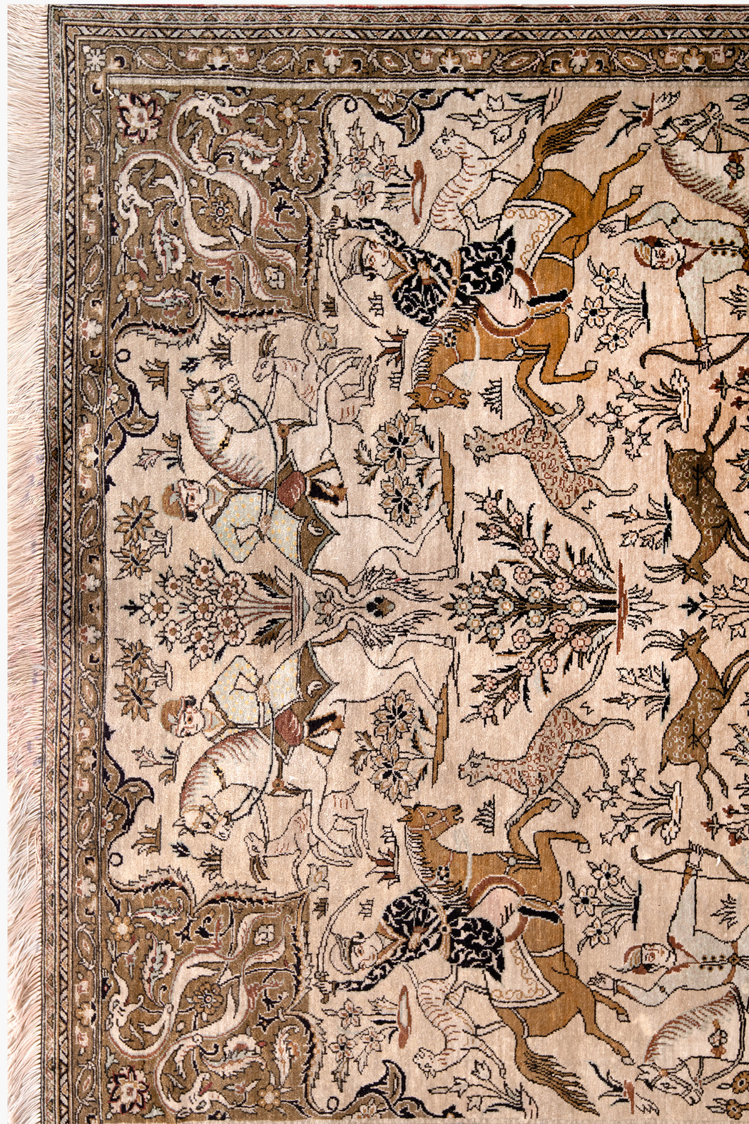 AR31543, Ghom Silk Rug, Central Persia, 3'4" X 7'1"