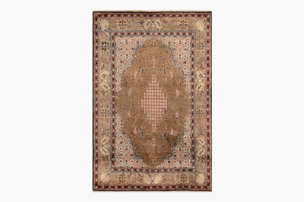 AR31544, Ghom Silk Rug, Central Persia, 3'6" X 5'3"