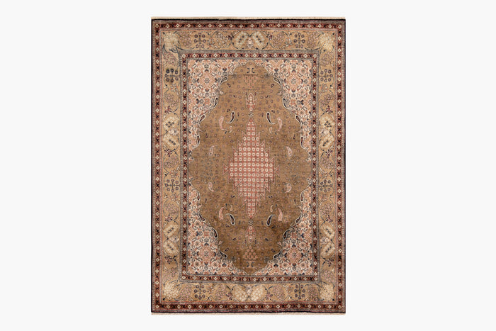 AR31544, Ghom Silk Rug, Central Persia, 3'6" X 5'3"