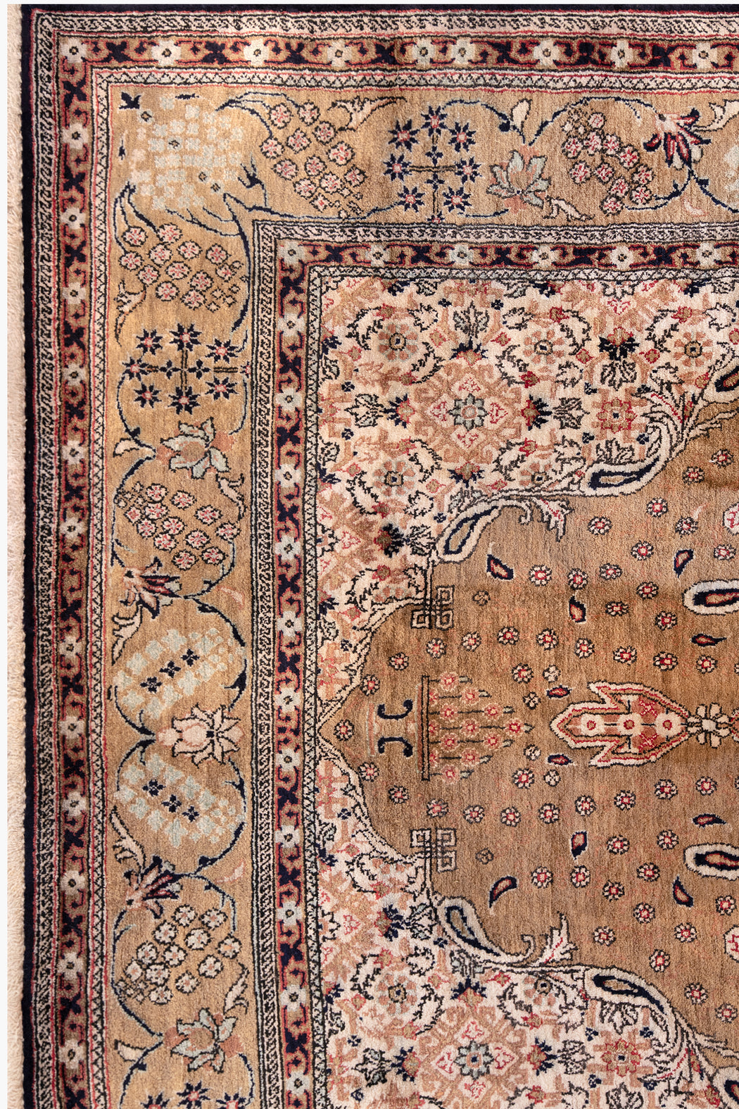 AR31544, Ghom Silk Rug, Central Persia, 3'6" X 5'3"