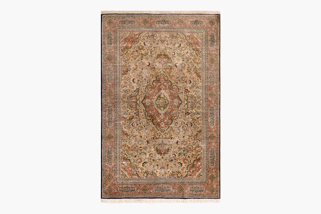 AR31548, Ghom Silk Rug, Central Persia, 4'5" X 6'9"