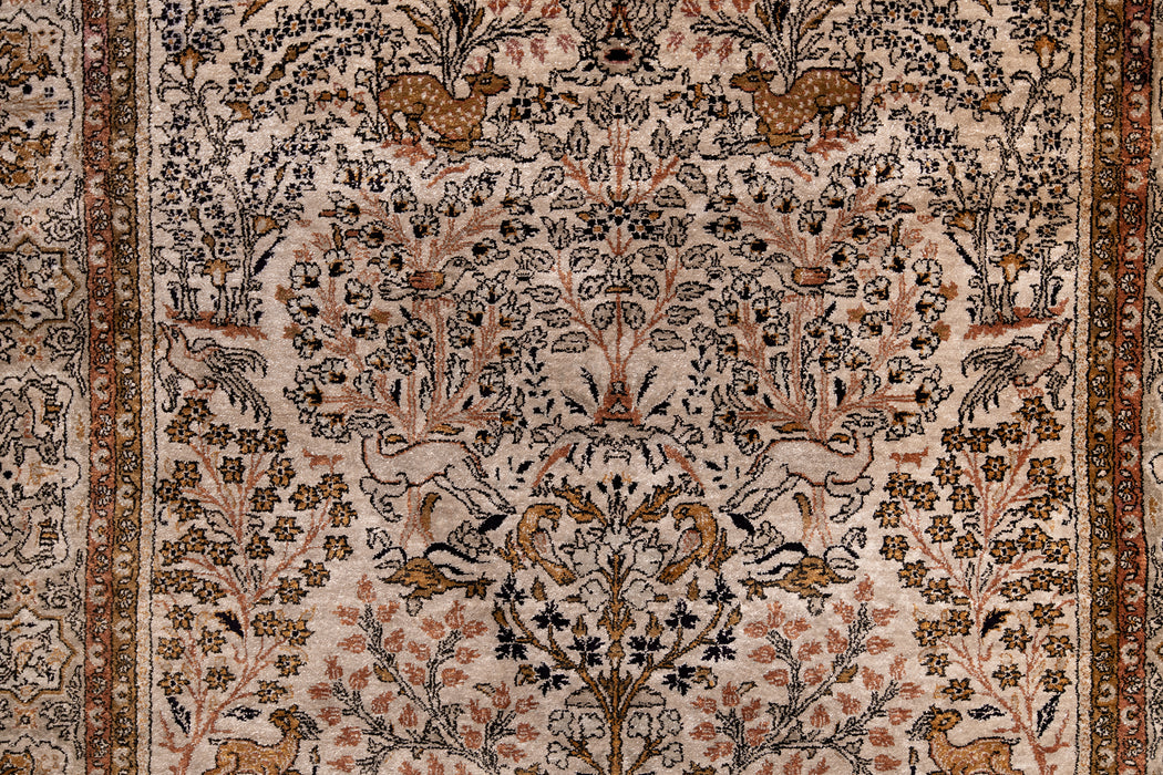 AR31549, Ghom Silk Rug, Central Persia, 3'6" X 5'3"