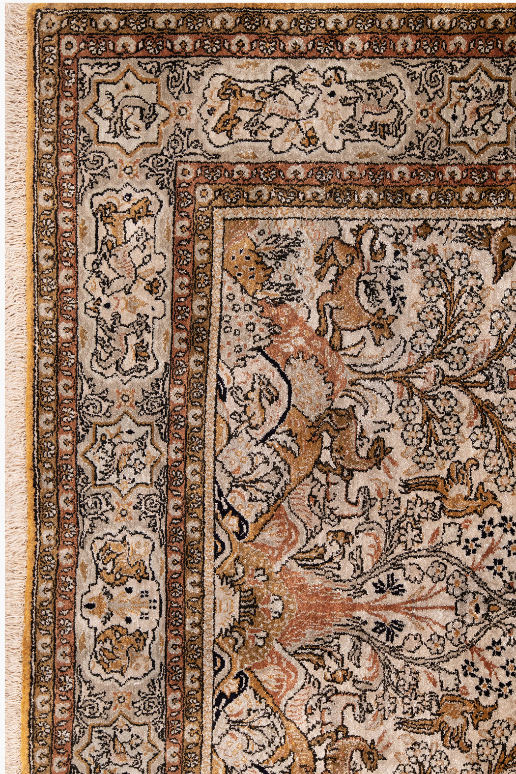 AR31549, Ghom Silk Rug, Central Persia, 3'6" X 5'3"
