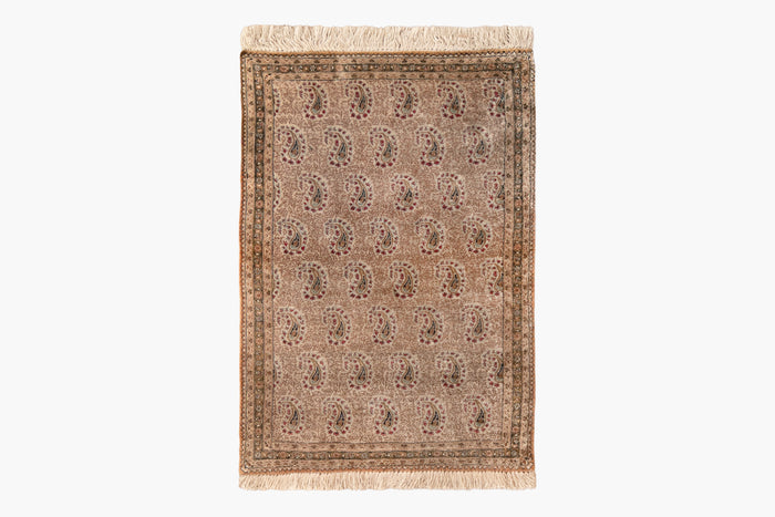 AR31562, Ghom Silk Rug, Central Persia, 2' X 3'