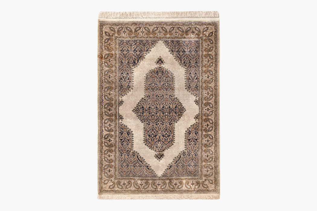 AR31564, Ghom Silk Rug, Central Persia, 3'7" X 5'