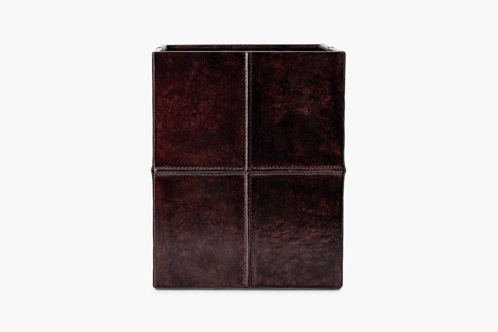 Glyn Leather Wastebasket