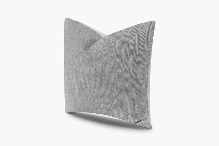 Wool Herringbone Pillow - Grey | Solid Sand