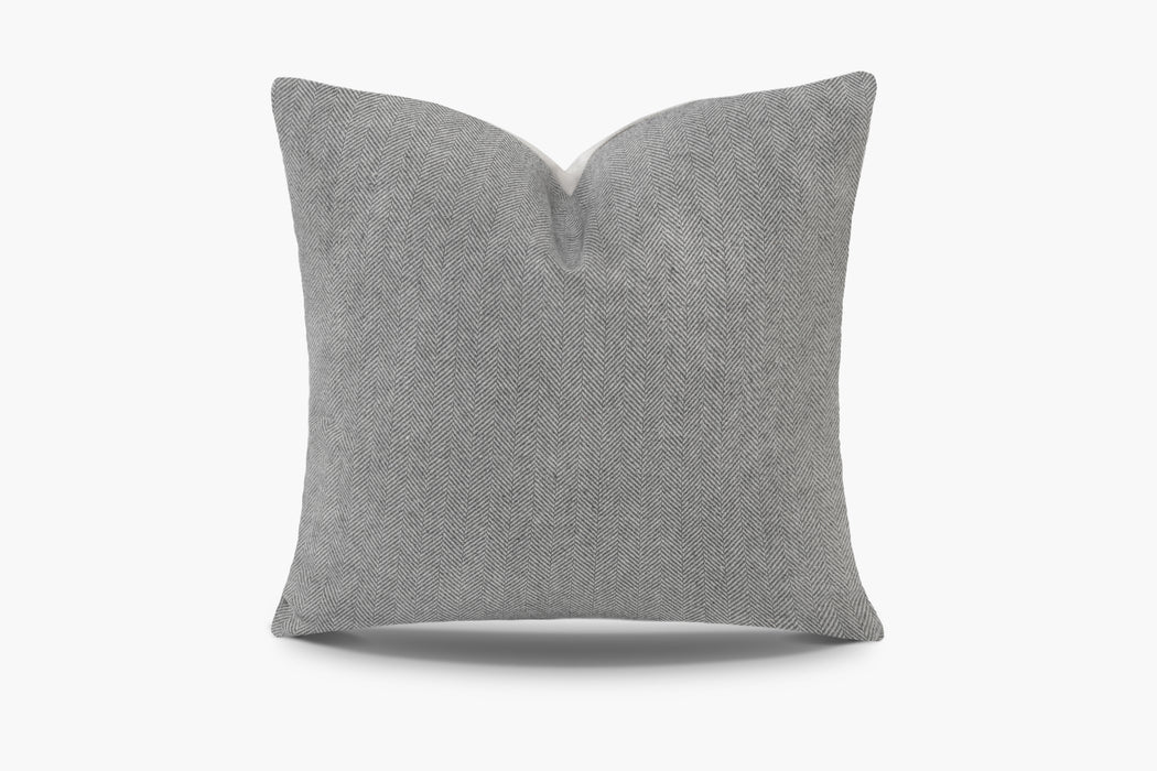 Wool Herringbone Pillow - Grey | Solid Sand