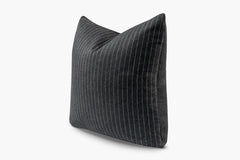 Wool Pinstripe Pillow - Black  | Carbon