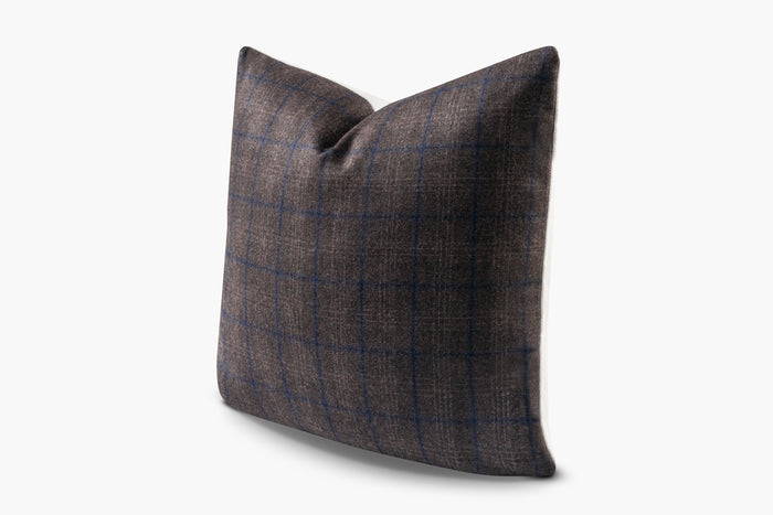 Wool Plaid Pillow - Brown | Solid Sand