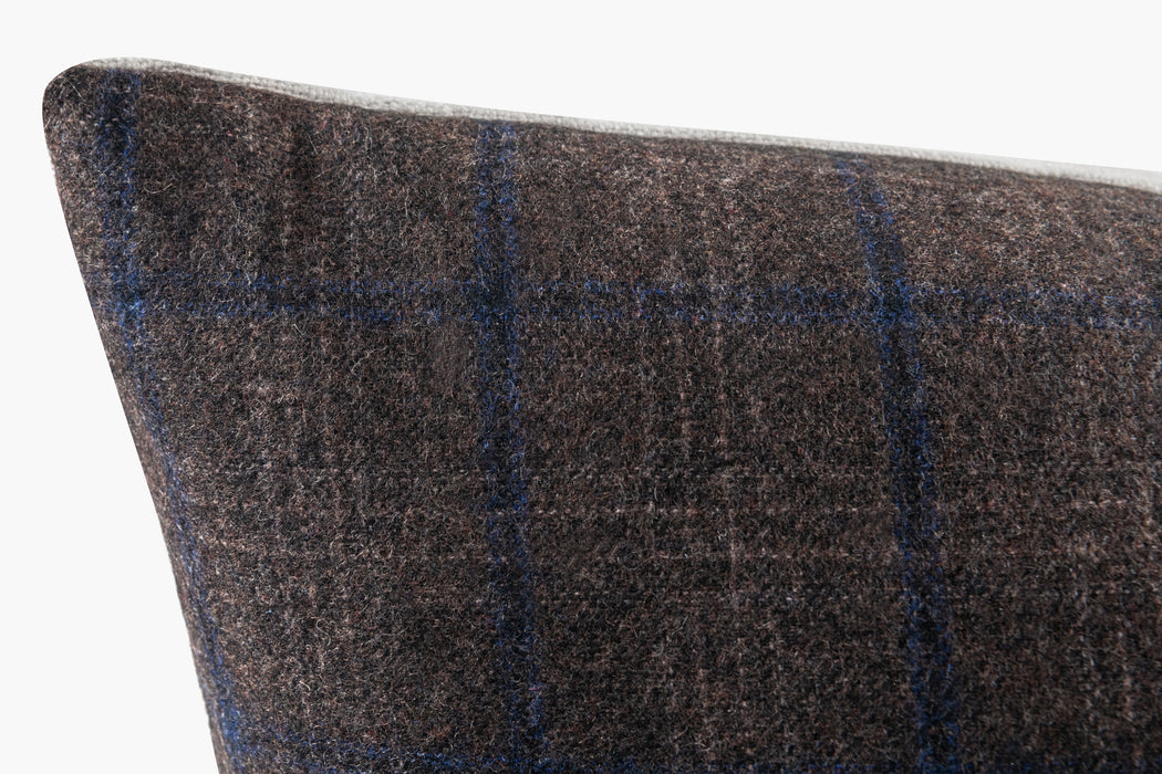 Wool Plaid Pillow - Brown | Solid Sand