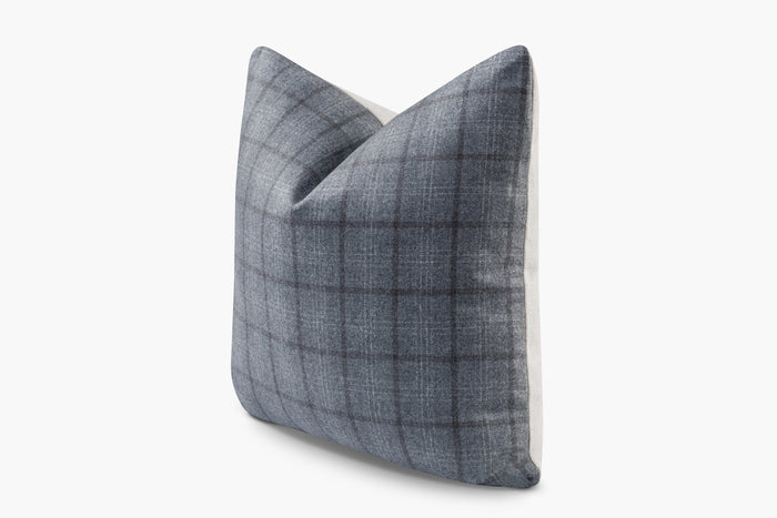 Wool Plaid Pillow - Grey | Solid Sand