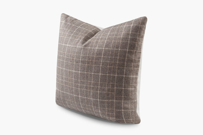 Wool Small Plaid Pillow - Cream / Grey | Solid Sand