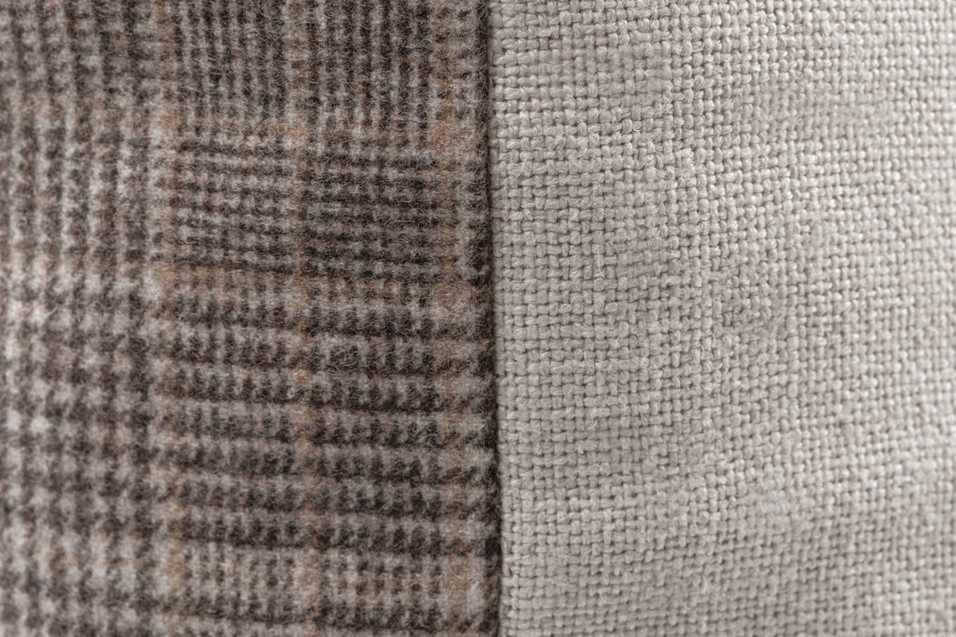 Wool Small Plaid Pillow - Cream / Grey | Solid Sand