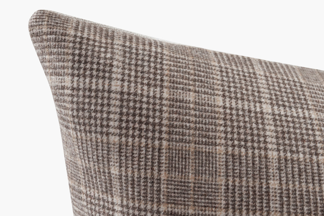 Wool Small Plaid Pillow - Cream / Grey | Solid Sand