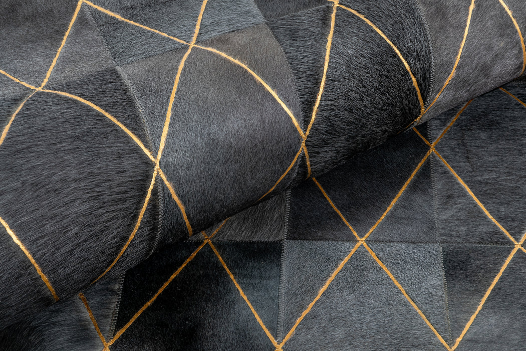 Arlequin Hide Rug – Charcoal / Gold