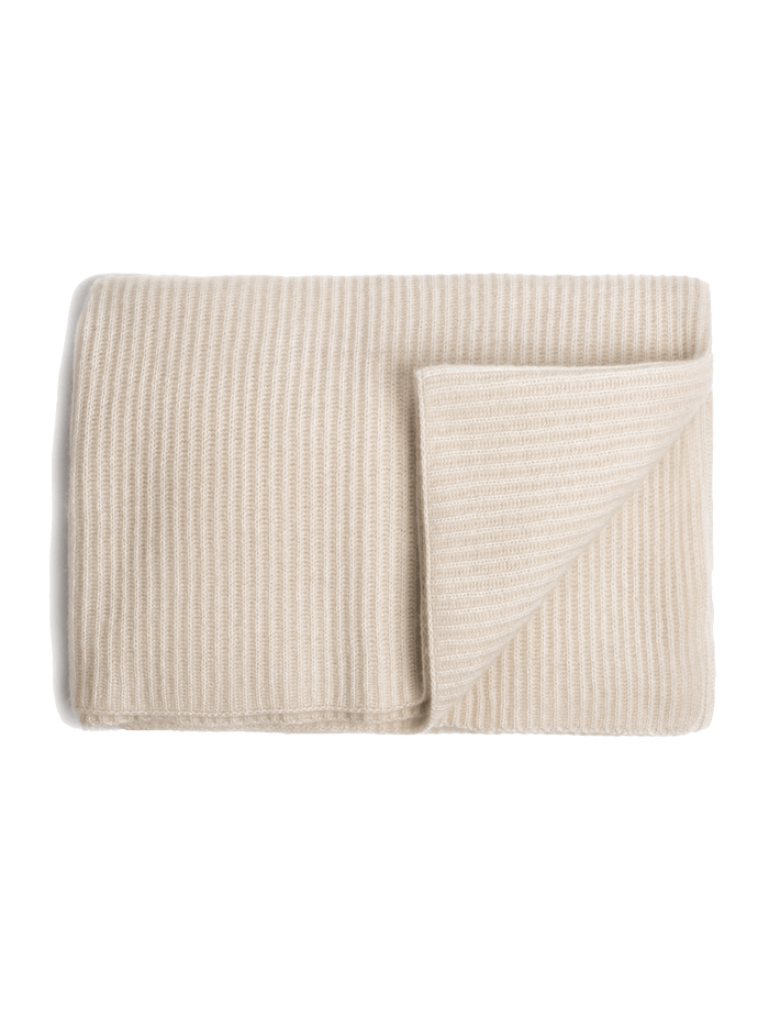 Ribbed Cashmere Throw - Ivory