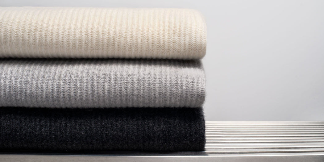 Ribbed Cashmere Throw - Charcoal