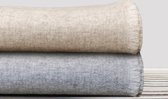 Double Sided Cashmere Throw - Grey / Ivory