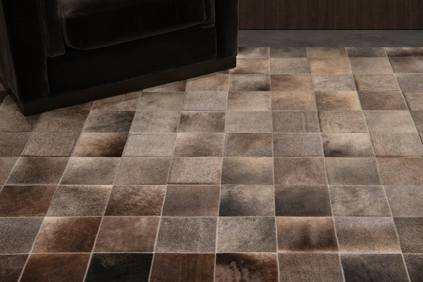 South American Cowhide Tile Rug – Charcoal