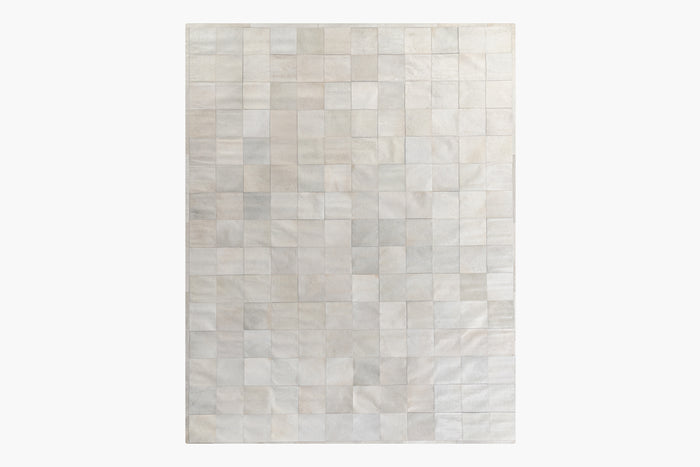 South American Cowhide Tile Rug – Ivory