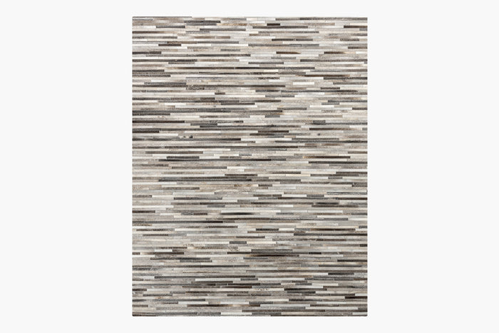 South American Cowhide Stripe Rug – Grey