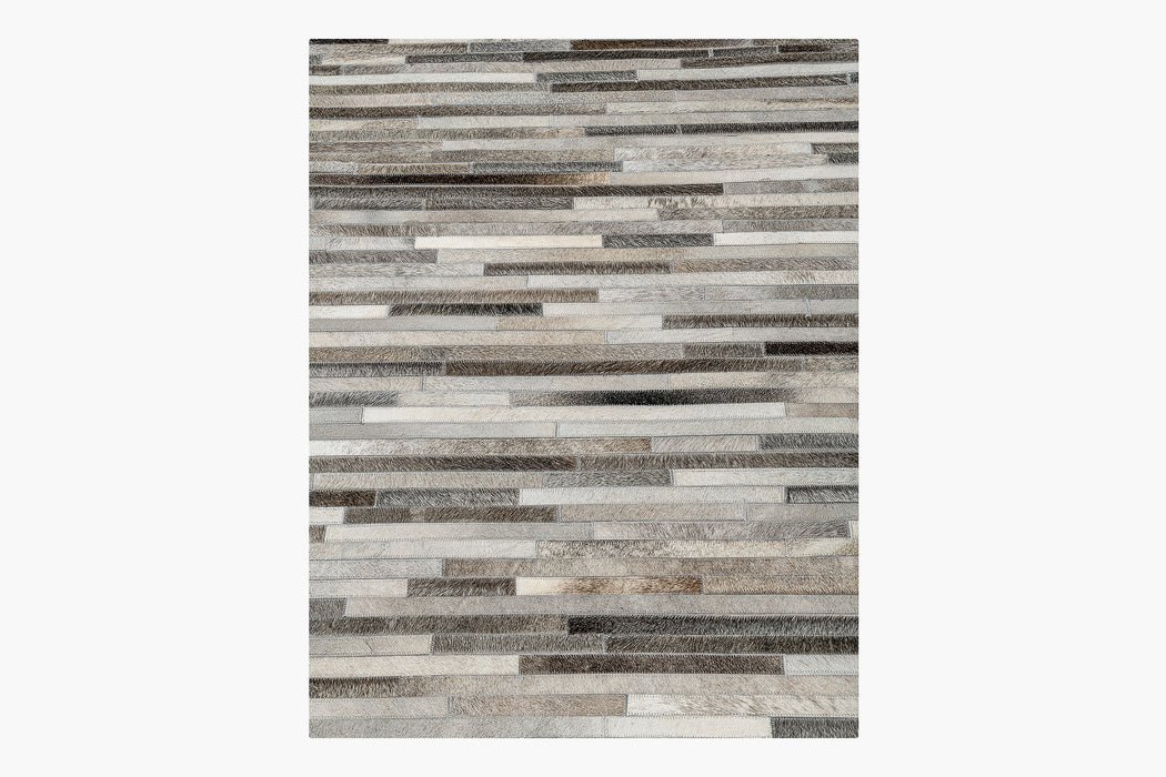 South American Cowhide Stripe Rug – Grey