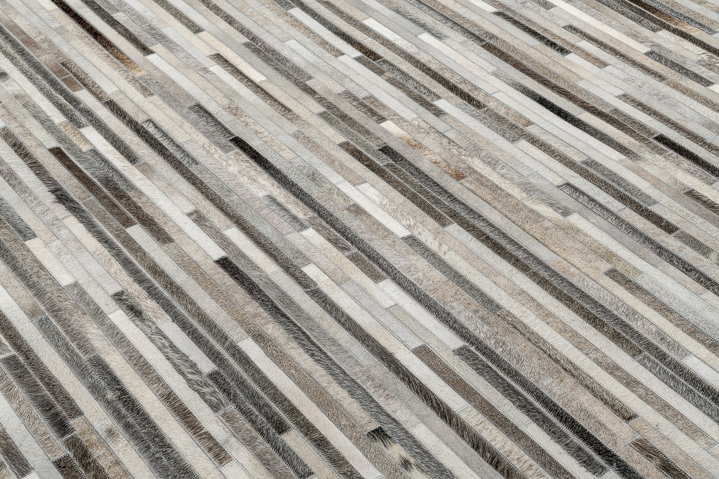 South American Cowhide Stripe Rug – Grey